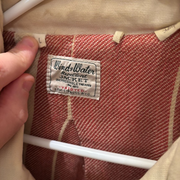 LEVIS VINTAGE CLOTHING LVC WIND REPELLENT JACKET IN FOG WHITE SIZE LARGE - Picture 6 of 8